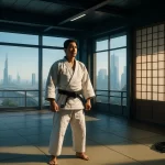 judoka in futuristic dojo