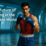 traditional boxer in futuristic dojo