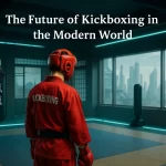traditional kickboxing in futuristic dojo